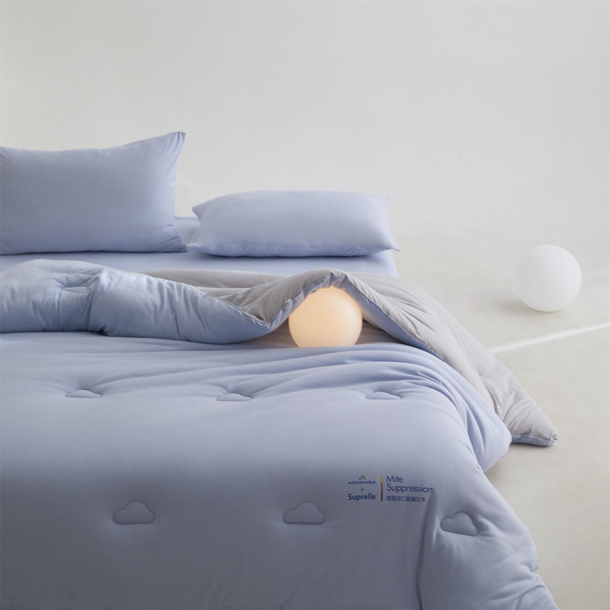 91家纺网 家纺一手货源 找家纺 头等舱 2025新款全棉A类针织 零压 深睡 德国ADVANSA 抗菌 100%阻螨低致敏秋冬被（空镜图） 蓝莓糖霜