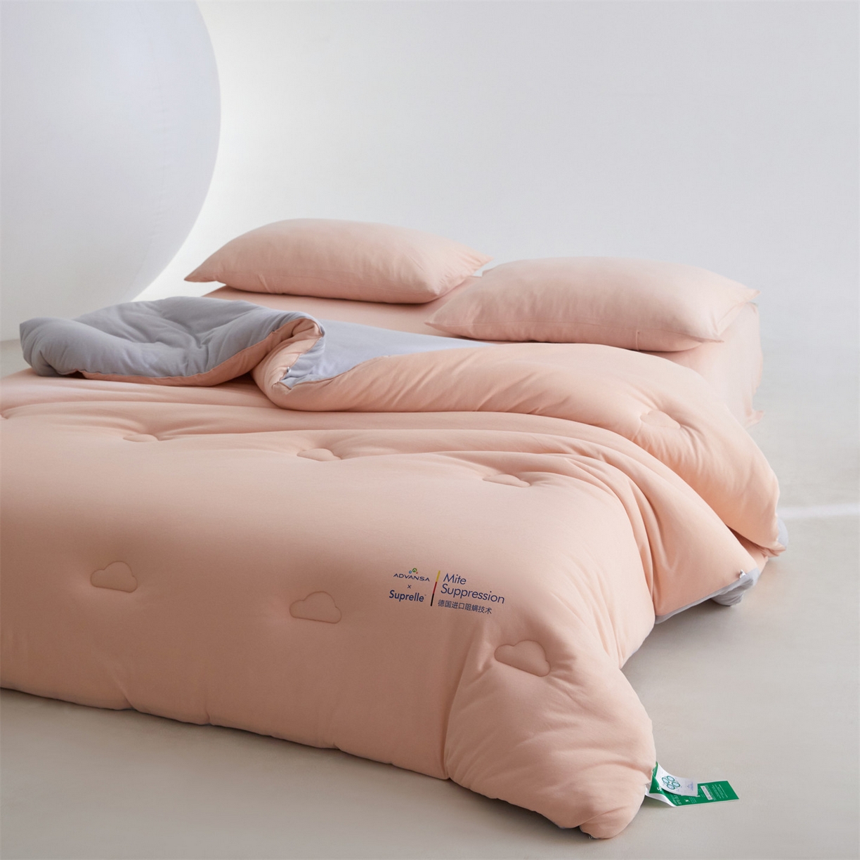 91家纺网 家纺一手货源 找家纺 头等舱 2025新款全棉A类针织 零压 深睡 德国ADVANSA 抗菌 100%阻螨低致敏秋冬被（空镜图） 蜜桃糖霜