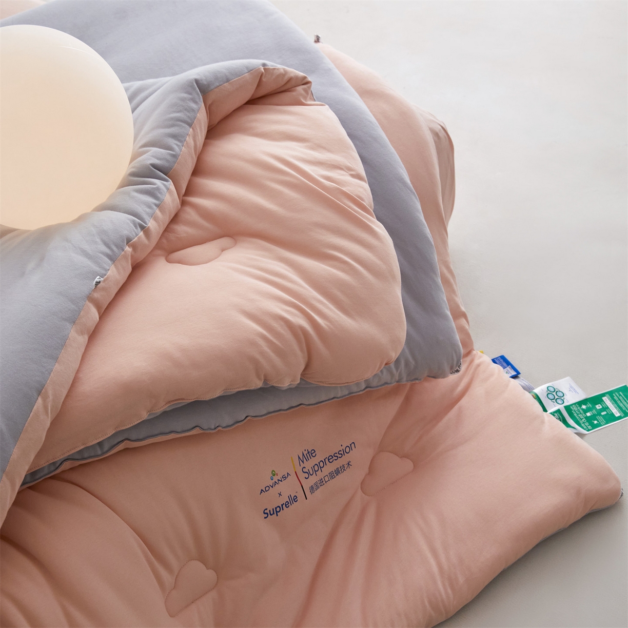 91家纺网 家纺一手货源 找家纺 头等舱 2025新款全棉A类针织 零压 深睡 德国ADVANSA 抗菌 100%阻螨低致敏秋冬被（空镜图） 蜜桃糖霜