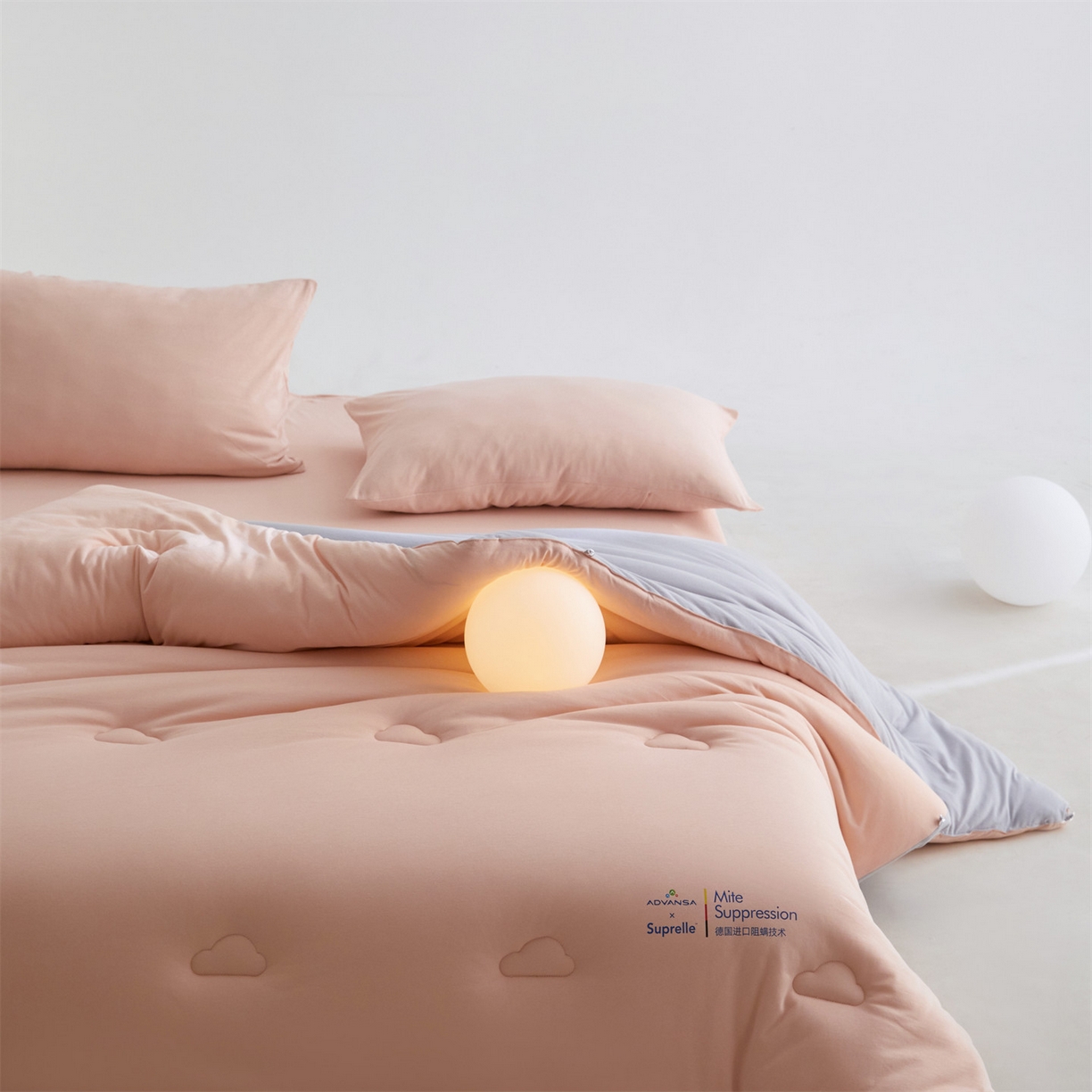 91家纺网 家纺一手货源 找家纺 头等舱 2025新款全棉A类针织 零压 深睡 德国ADVANSA 抗菌 100%阻螨低致敏秋冬被（空镜图） 蜜桃糖霜