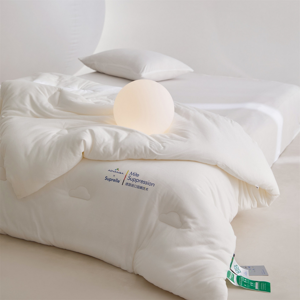 91家纺网 家纺一手货源 找家纺 头等舱 2025新款全棉A类针织 零压 深睡 德国ADVANSA 抗菌 100%阻螨低致敏秋冬被（空镜图） 舒芙蕾白