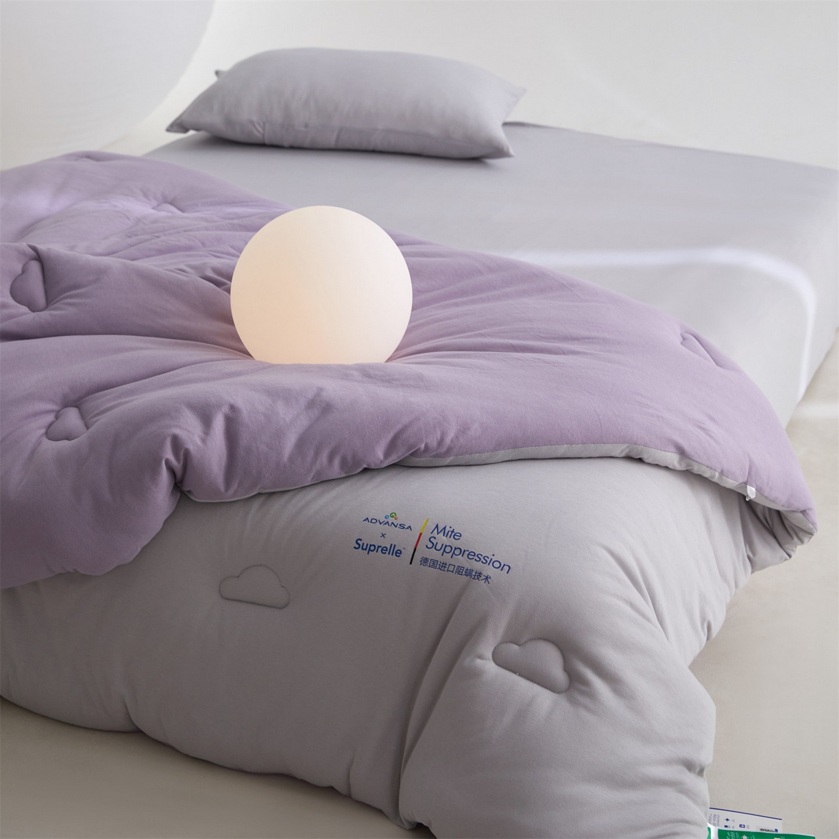 91家纺网 家纺一手货源 找家纺 头等舱 2025新款全棉A类针织 零压 深睡 德国ADVANSA 抗菌 100%阻螨低致敏秋冬被（空镜图） 糖霜芋泥