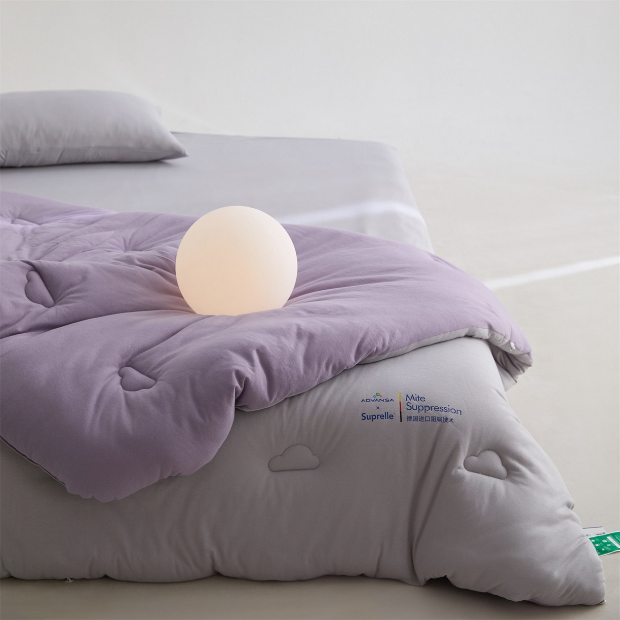 91家纺网 家纺一手货源 找家纺 头等舱 2025新款全棉A类针织 零压 深睡 德国ADVANSA 抗菌 100%阻螨低致敏秋冬被（空镜图） 糖霜芋泥