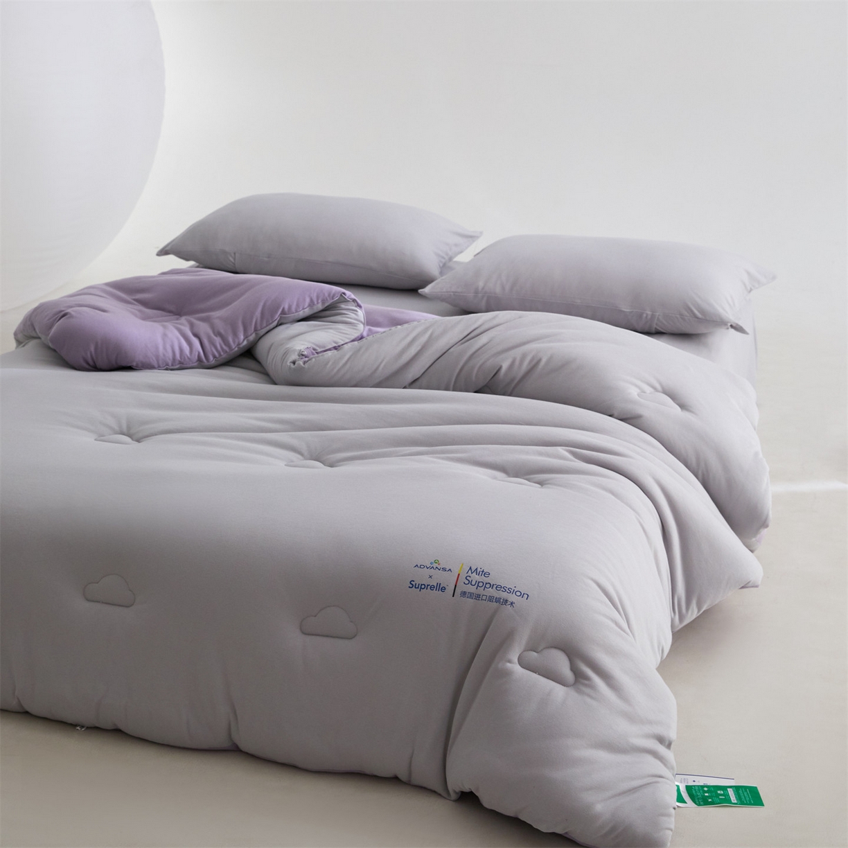 91家纺网 家纺一手货源 找家纺 头等舱 2025新款全棉A类针织 零压 深睡 德国ADVANSA 抗菌 100%阻螨低致敏秋冬被（空镜图） 糖霜芋泥