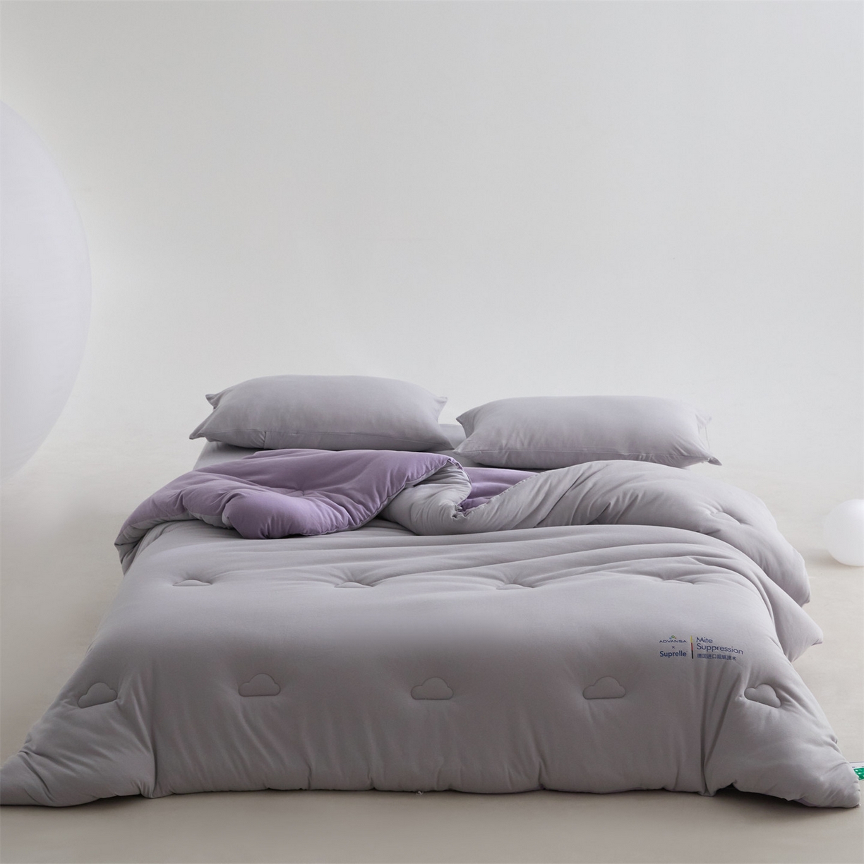 91家纺网 家纺一手货源 找家纺 头等舱 2025新款全棉A类针织 零压 深睡 德国ADVANSA 抗菌 100%阻螨低致敏秋冬被（空镜图） 糖霜芋泥