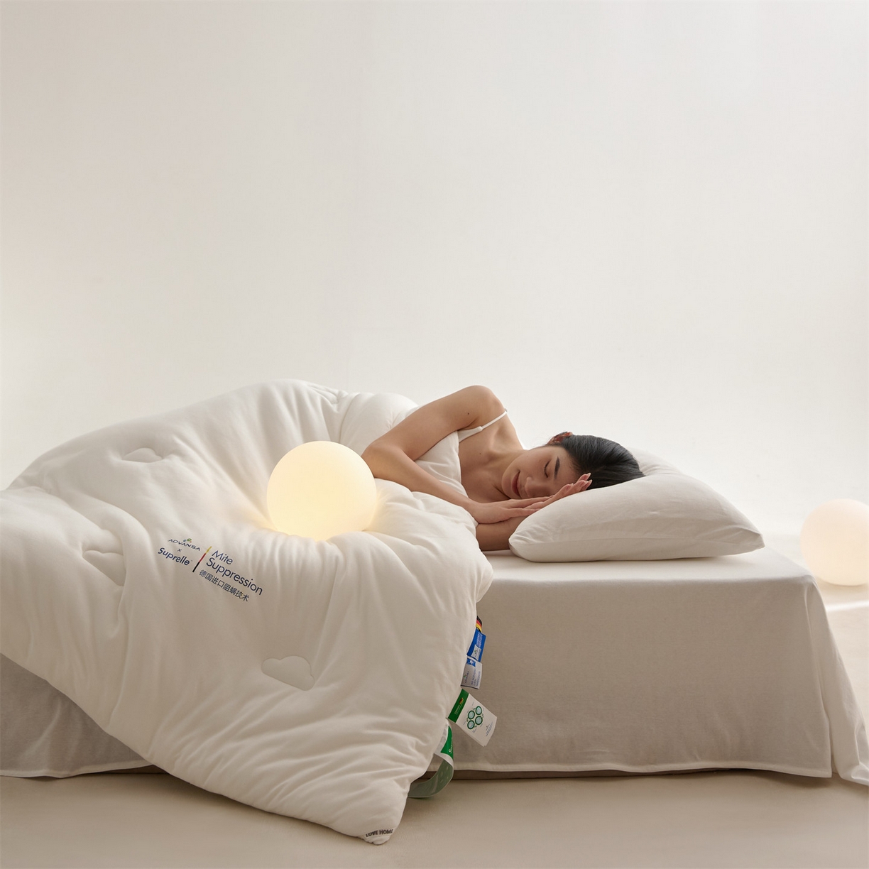 91家纺网 家纺一手货源 找家纺 （总）头等舱 2025新款全棉A类针织 零压 深睡 德国ADVANSA 抗菌 100%阻螨低致敏秋冬被（模特图）