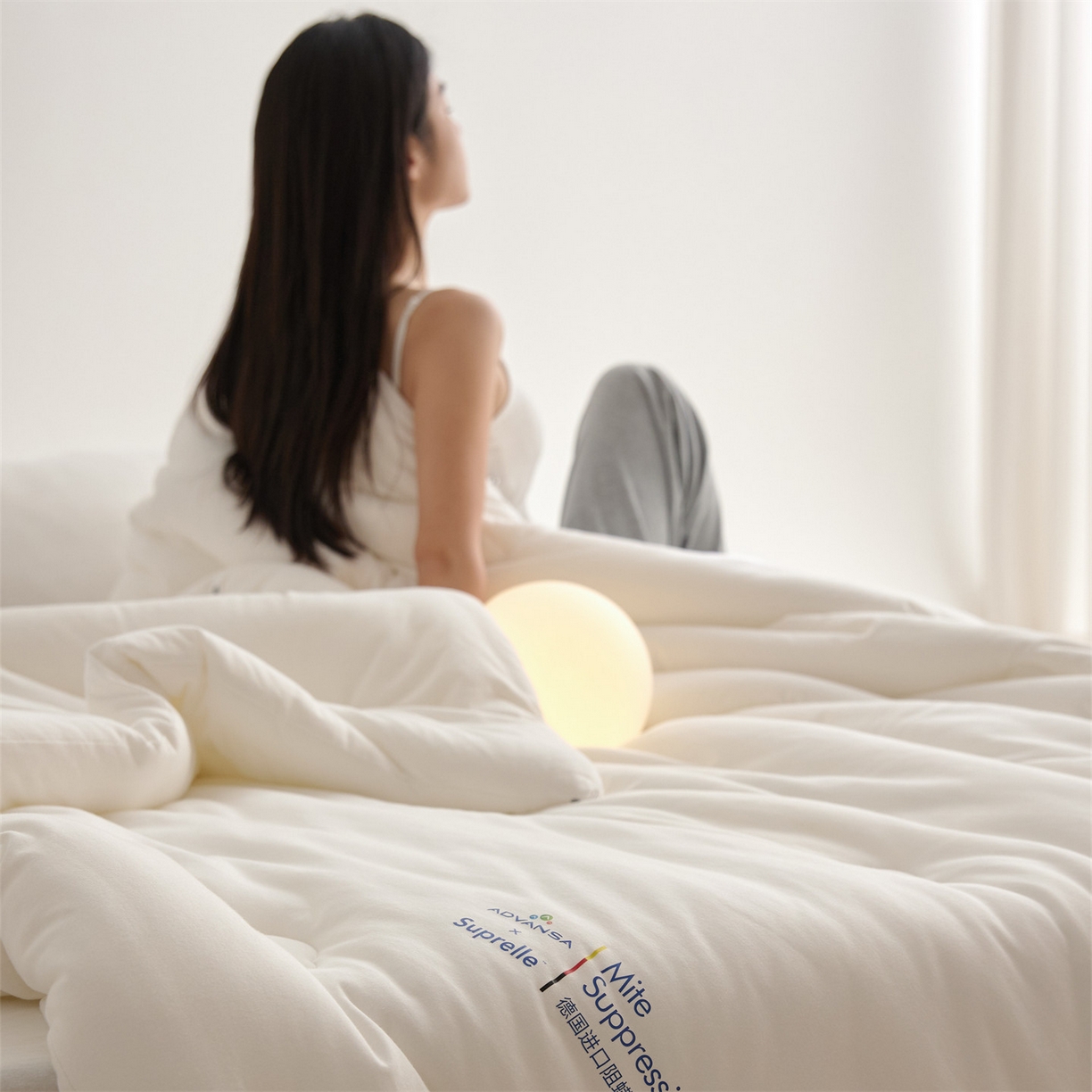 91家纺网 家纺一手货源 找家纺 （总）头等舱 2025新款全棉A类针织 零压 深睡 德国ADVANSA 抗菌 100%阻螨低致敏秋冬被（模特图）