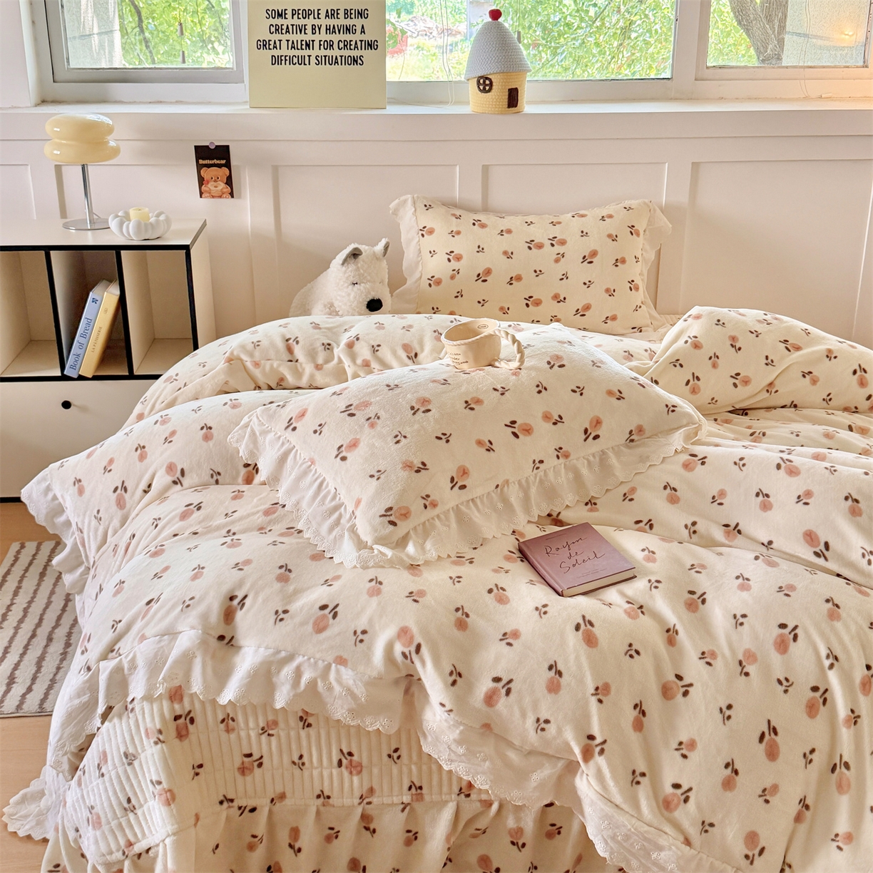 91家纺网 家纺一手货源 找家纺 欧尚 2025新款牛奶绒花边床盖四件套 慕然