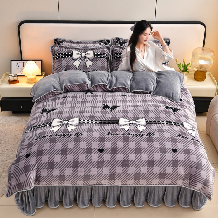 91家纺网 家纺一手货源 找家纺 （总 ）新8.5-9.5斤法莱绒四件套珊瑚牛奶金貂绒四件套床裙