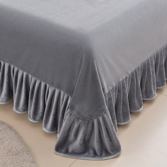 91家纺网 家纺一手货源 找家纺 新8.5-9.5斤法莱绒四件套珊瑚牛奶金貂绒四件套床裙 蝶影