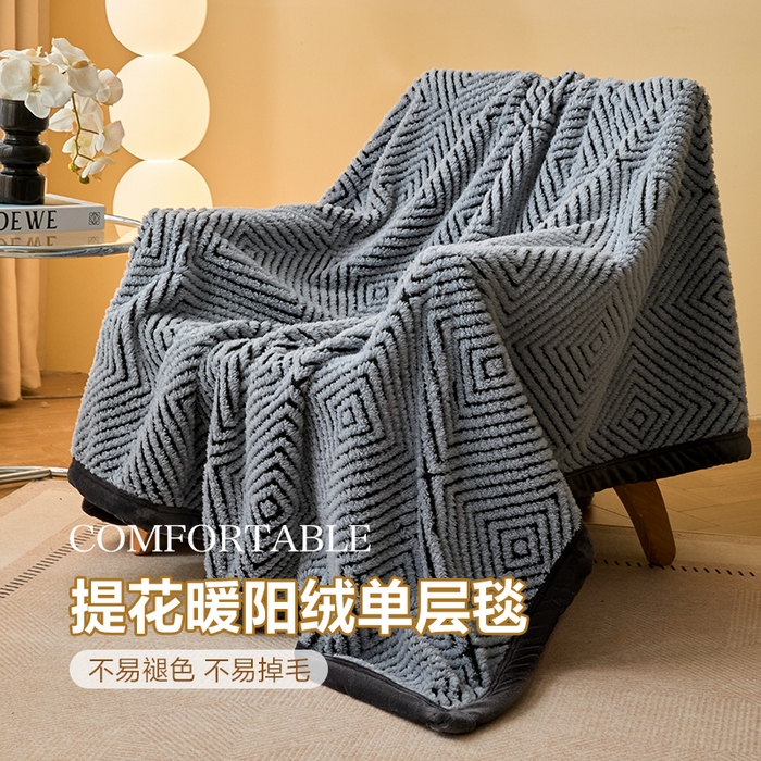 91家纺网 家纺一手货源 找家纺 （总）欧邦 新款爆款AB版加厚提花塔芙绒羊羔绒毛毯