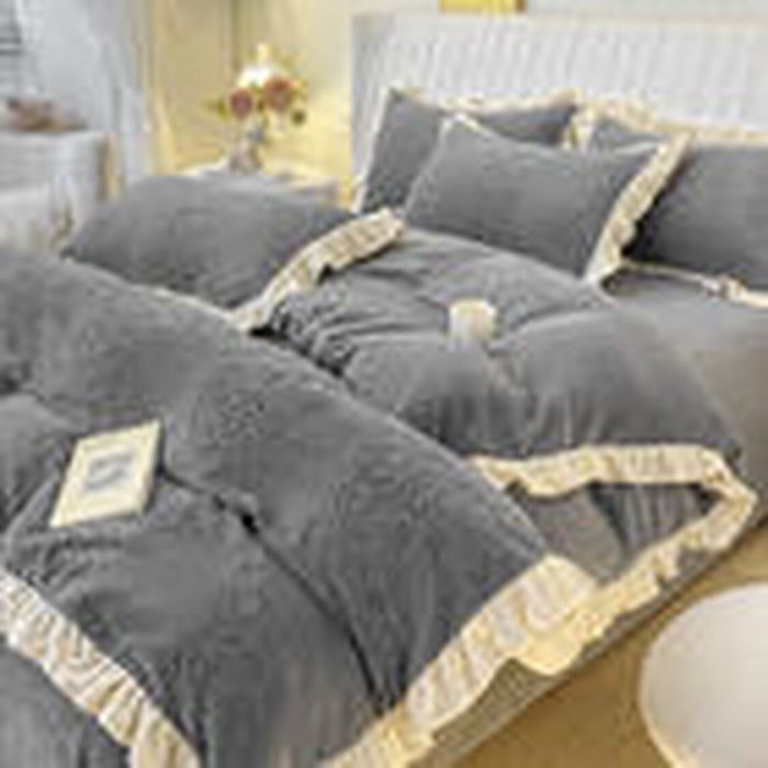 91家纺网 家纺一手货源 找家纺 （总）艾佳 2025新款高克重超柔牛奶绒婴儿绒雕花烂花四件套-山茶花系列