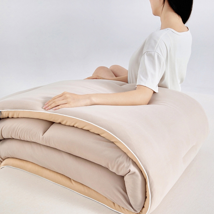 91家纺网 家纺一手货源 找家纺 栩裕纺织 2025新款A类亲肤深睡眠控温抑菌被芯被子被芯春秋被冬被 卡其色