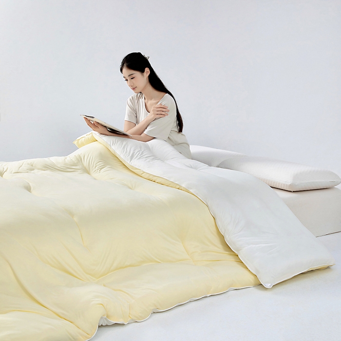 91家纺网 家纺一手货源 找家纺 栩裕纺织 2025新款A类亲肤深睡眠控温抑菌被芯被子被芯春秋被冬被 流苏黄