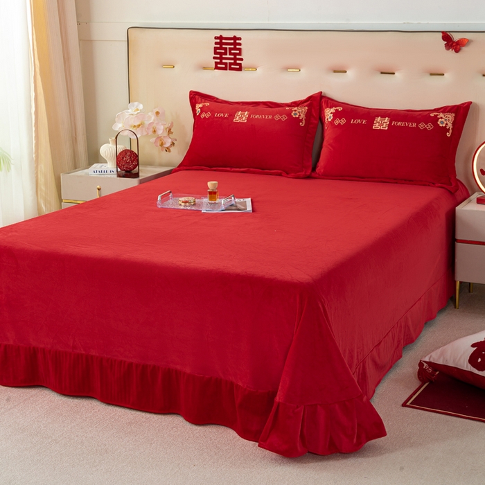 91家纺网 家纺一手货源 找家纺 （总）慕希家纺 2025新款婴儿绒婚庆刺绣四件套