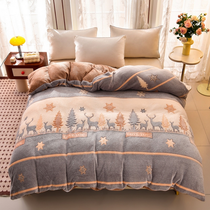 91家纺网 家纺一手货源 找家纺 （总）牵梦萦 2025新款雪花绒小清新印花四件套