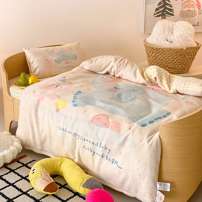 91家纺网 家纺一手货源 找家纺 （总）宝贝优选 2025新款A类卡通数码印幼儿园儿童牛奶绒套件