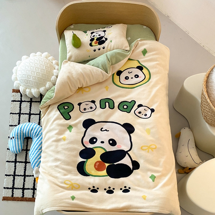 91家纺网 家纺一手货源 找家纺 （总）宝贝优选 2025新款A类卡通数码印幼儿园儿童牛奶绒套件