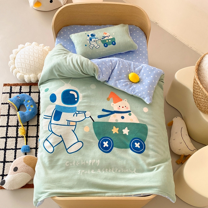 91家纺网 家纺一手货源 找家纺 （总）宝贝优选 2025新款A类卡通数码印幼儿园儿童牛奶绒套件