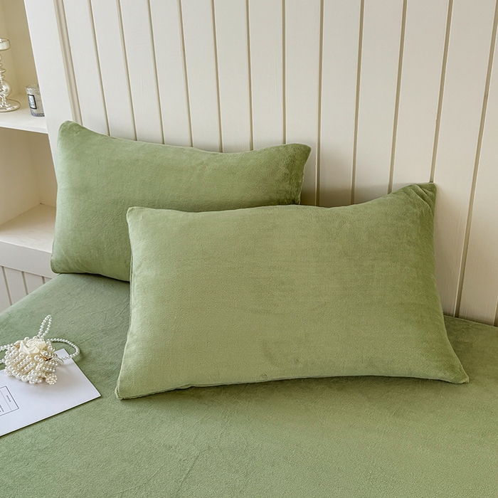 91家纺网 家纺一手货源 找家纺 十一家居 2025新款亲肤舒适高克重恒温亲肤舒适牛奶绒单件床笠单品床笠单床笠系列 香草绿