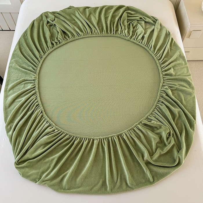 91家纺网 家纺一手货源 找家纺 十一家居 2025新款亲肤舒适高克重恒温亲肤舒适牛奶绒单件床笠单品床笠单床笠系列 香草绿