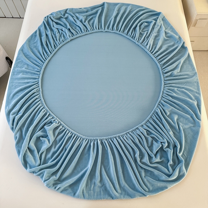 91家纺网 家纺一手货源 找家纺 十一家居 2025新款亲肤舒适高克重恒温亲肤舒适牛奶绒单件床笠单品床笠单床笠系列 海青蓝