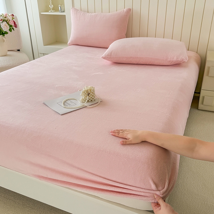 十一家居 2025新款亲肤舒适高克重恒温亲肤舒适牛奶绒单件床笠单品床笠单床笠系列 冰莓粉