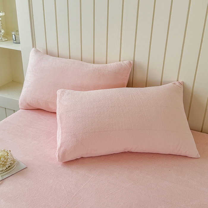 91家纺网 家纺一手货源 找家纺 十一家居 2025新款亲肤舒适高克重恒温亲肤舒适牛奶绒单件床笠单品床笠单床笠系列 冰莓粉