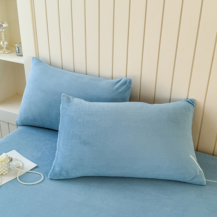 91家纺网 家纺一手货源 找家纺 十一家居 2025新款亲肤舒适高克重恒温亲肤舒适牛奶绒单件床笠单品床笠单床笠系列 海青蓝