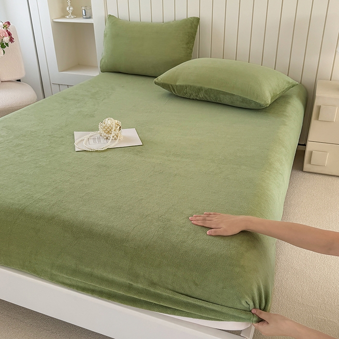 十一家居 2025新款亲肤舒适高克重恒温亲肤舒适牛奶绒单件床笠单品床笠单床笠系列 香草绿