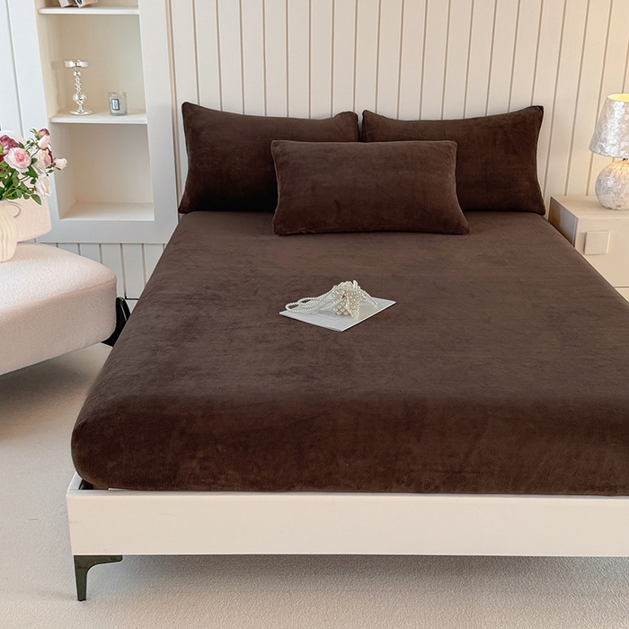 91家纺网 家纺一手货源 找家纺 十一家居 2025新款亲肤舒适高克重恒温亲肤舒适牛奶绒单件床笠单品床笠单床笠系列 可可棕