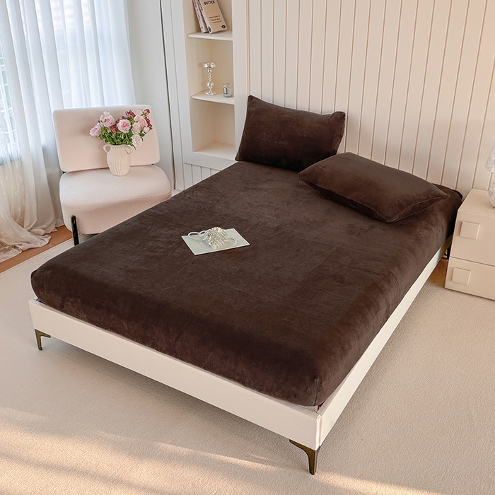 91家纺网 家纺一手货源 找家纺 十一家居 2025新款亲肤舒适高克重恒温亲肤舒适牛奶绒单件床笠单品床笠单床笠系列 可可棕