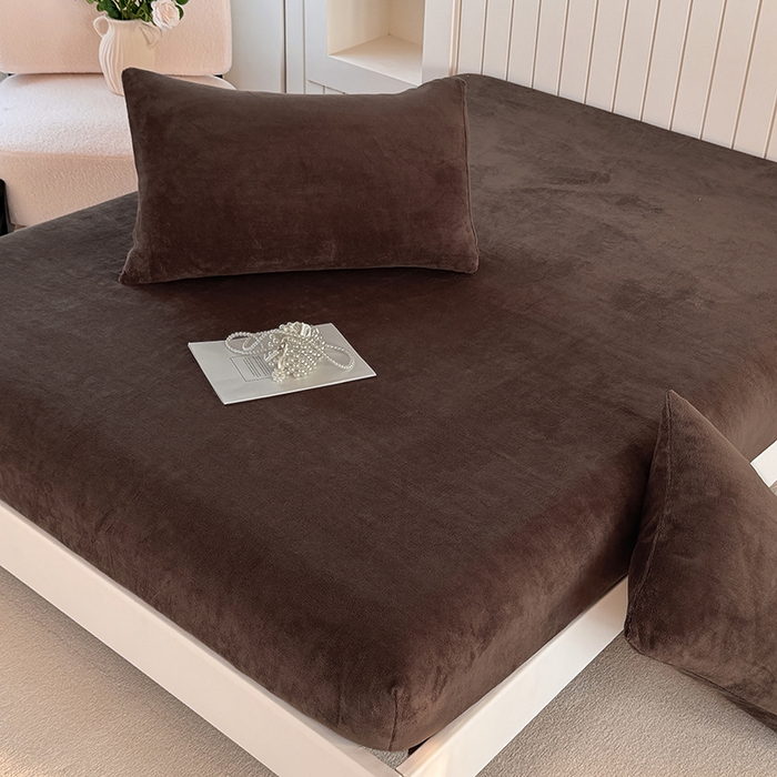 91家纺网 家纺一手货源 找家纺 十一家居 2025新款亲肤舒适高克重恒温亲肤舒适牛奶绒单件床笠单品床笠单床笠系列 可可棕