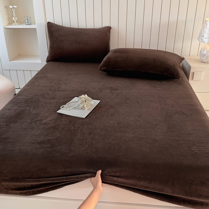 91家纺网 家纺一手货源 找家纺 十一家居 2025新款亲肤舒适高克重恒温亲肤舒适牛奶绒单件床笠单品床笠单床笠系列 可可棕