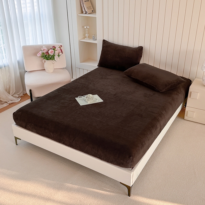 91家纺网 家纺一手货源 找家纺 十一家居 2025新款亲肤舒适高克重恒温亲肤舒适牛奶绒单件床笠单品床笠单床笠系列 可可棕