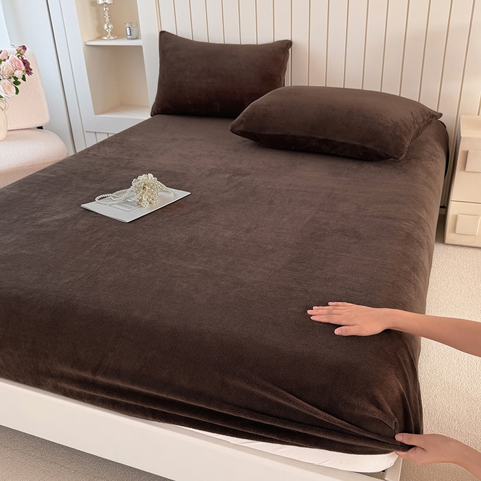 十一家居 2025新款亲肤舒适高克重恒温亲肤舒适牛奶绒单件床笠单品床笠单床笠系列 可可棕