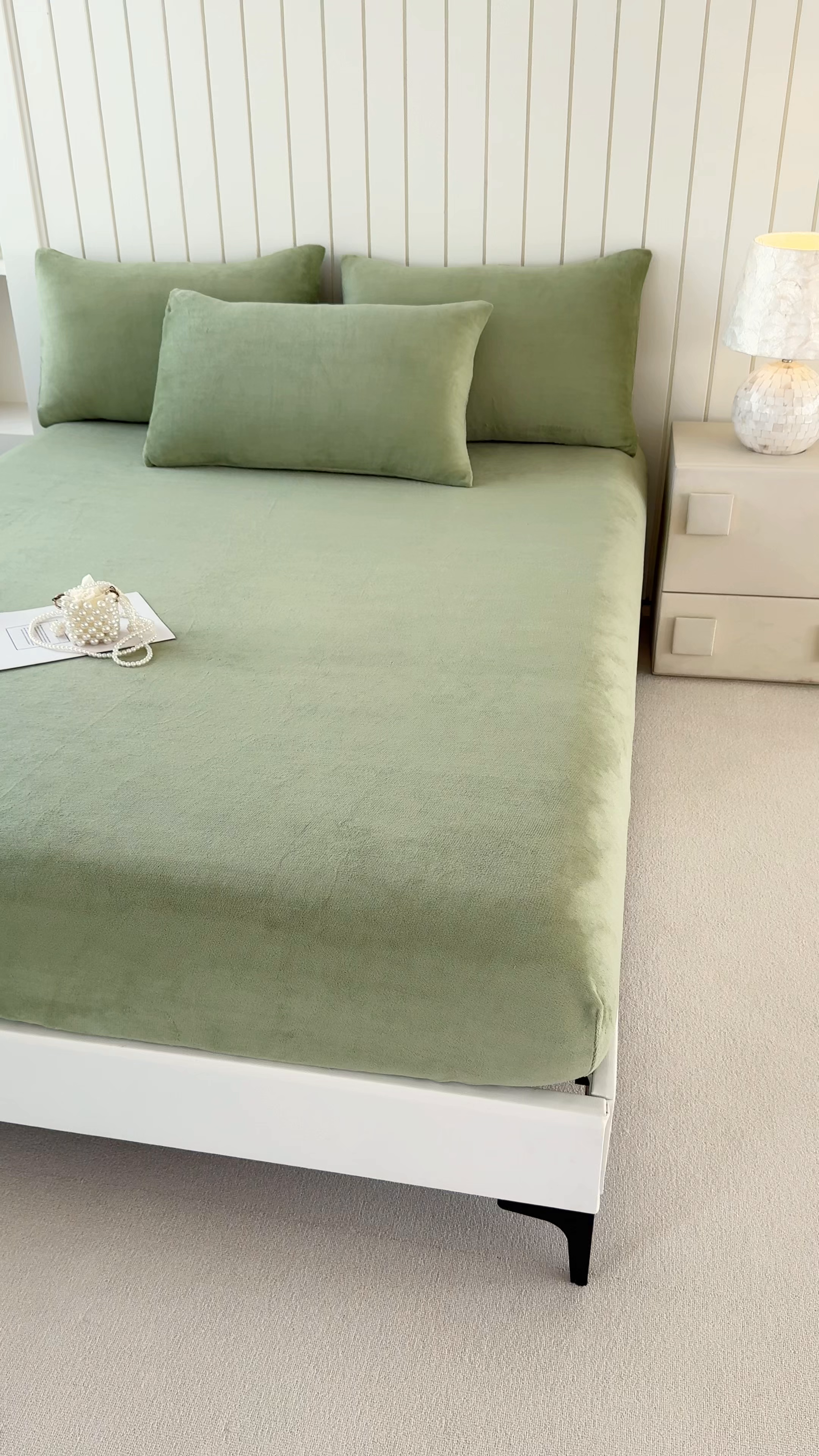 91家纺网 家纺一手货源 找家纺 十一家居 2025新款亲肤舒适高克重恒温亲肤舒适牛奶绒单件床笠单品床笠单床笠系列 香草绿