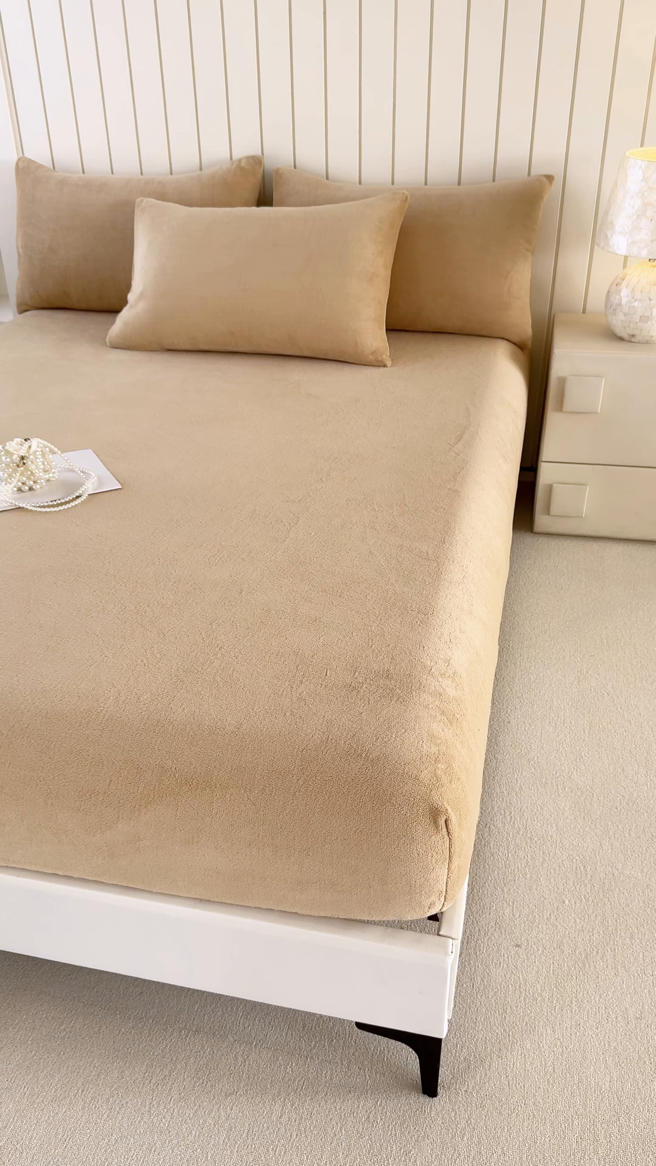 91家纺网 家纺一手货源 找家纺 十一家居 2025新款亲肤舒适高克重恒温亲肤舒适牛奶绒单件床笠单品床笠单床笠系列 浅卡其