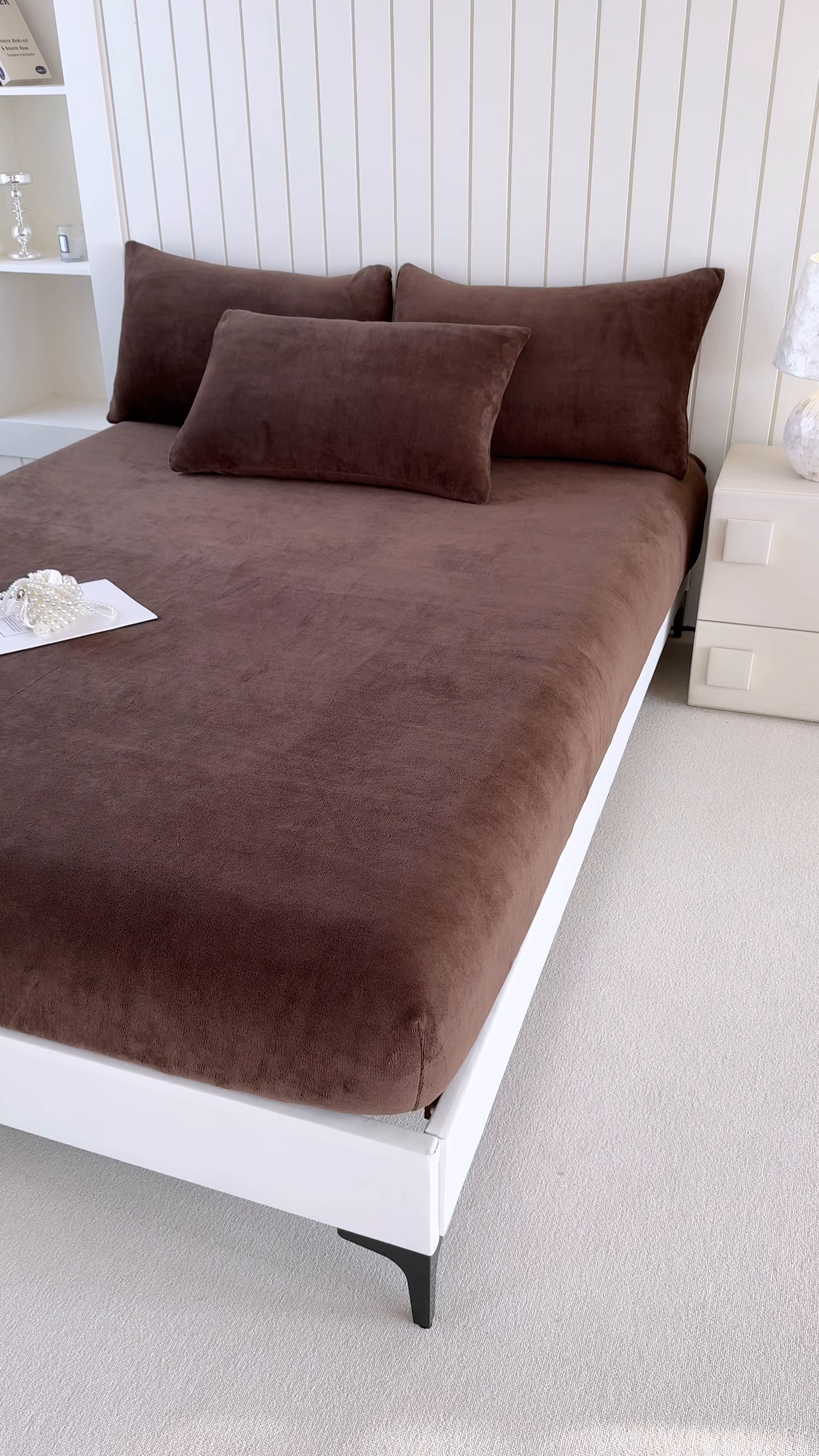 91家纺网 家纺一手货源 找家纺 十一家居 2025新款亲肤舒适高克重恒温亲肤舒适牛奶绒单件床笠单品床笠单床笠系列 可可棕