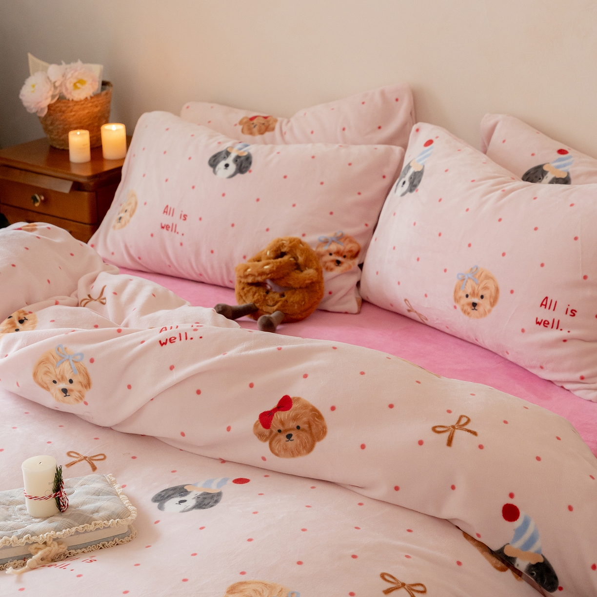 91家纺网 家纺一手货源 找家纺 （总）时光里 2025新款230克印花牛奶绒系列四件套