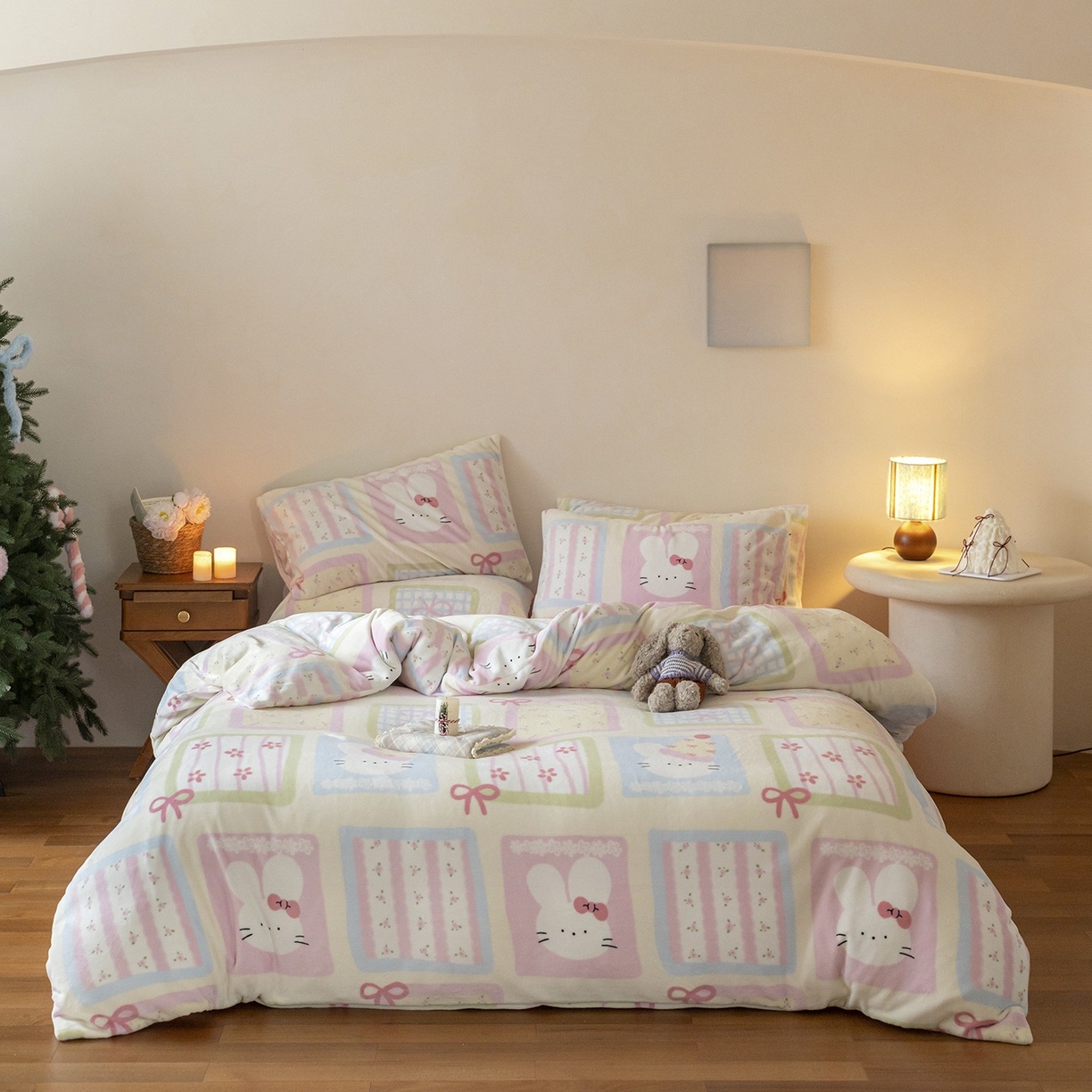 91家纺网 家纺一手货源 找家纺 （总）时光里 2025新款230克印花牛奶绒系列四件套