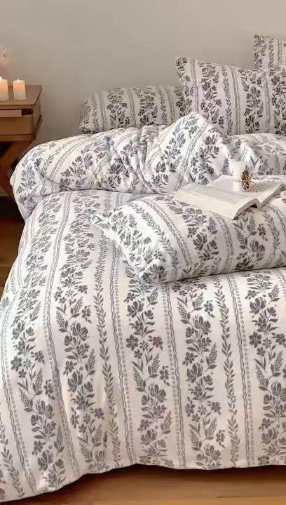 91家纺网 家纺一手货源 找家纺 时光里 2025新款230克印花牛奶绒系列四件套 扶摇