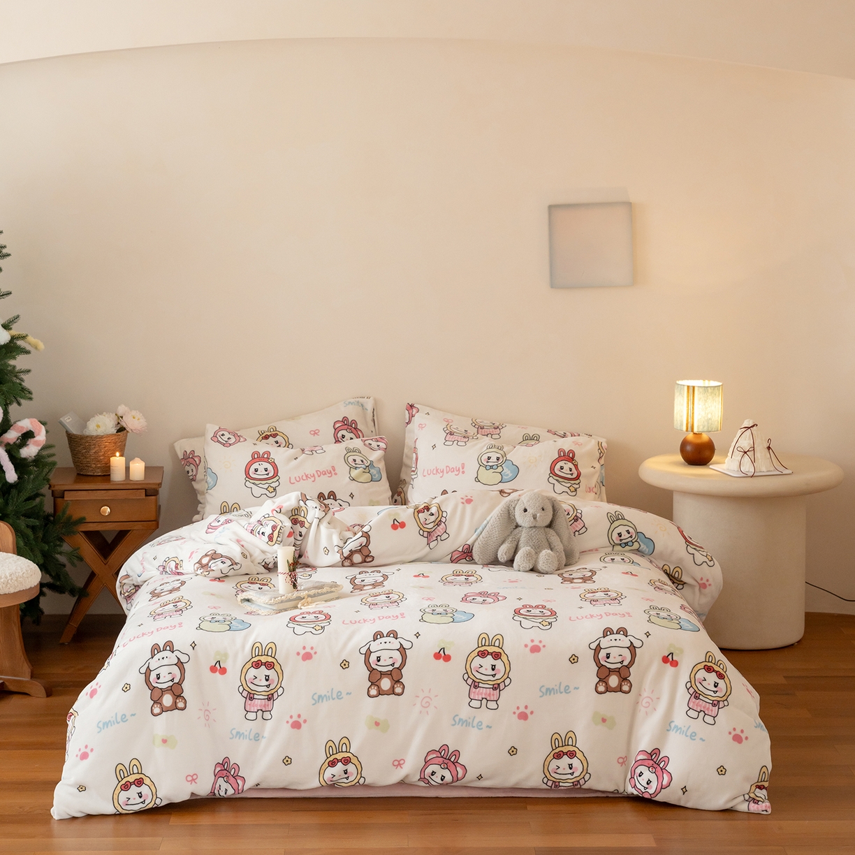 时光里 2025新款230克印花牛奶绒系列四件套 拉布