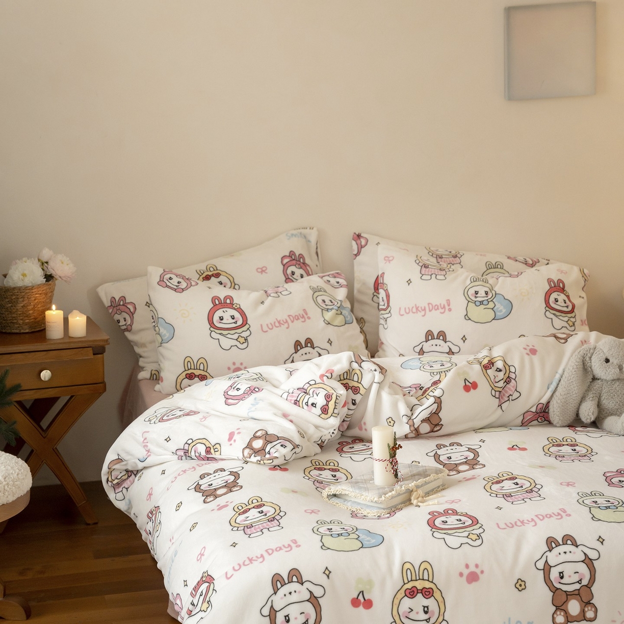 91家纺网 家纺一手货源 找家纺 时光里 2025新款230克印花牛奶绒系列四件套 拉布