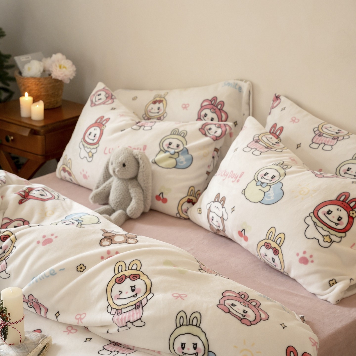 91家纺网 家纺一手货源 找家纺 时光里 2025新款230克印花牛奶绒系列四件套 拉布