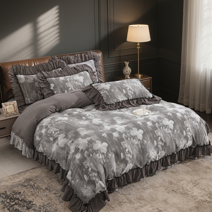 91家纺网 家纺一手货源 找家纺 （总）鲁爱家纺供货 2025新款韩版色织提花四件套