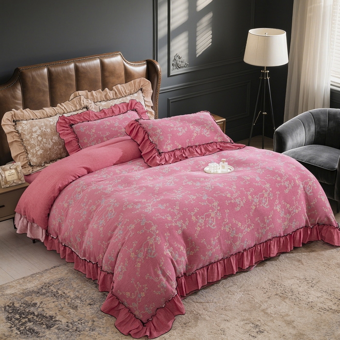 91家纺网 家纺一手货源 找家纺 （总）鲁爱家纺供货 2025新款韩版色织提花四件套