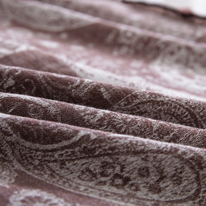 91家纺网 家纺一手货源 找家纺 鲁爱家纺供货 2025新款韩版色织提花四件套 兰亭序-豆沙