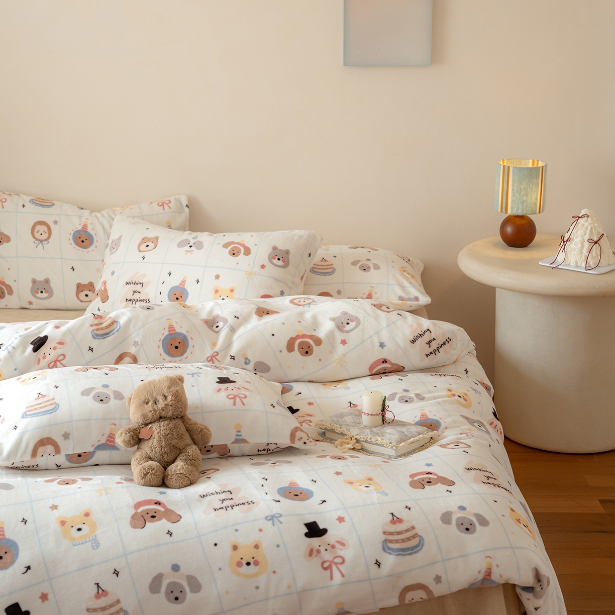 91家纺网 家纺一手货源 找家纺 时光里 2025新款230克印花牛奶绒系列四件套 汪汪小队