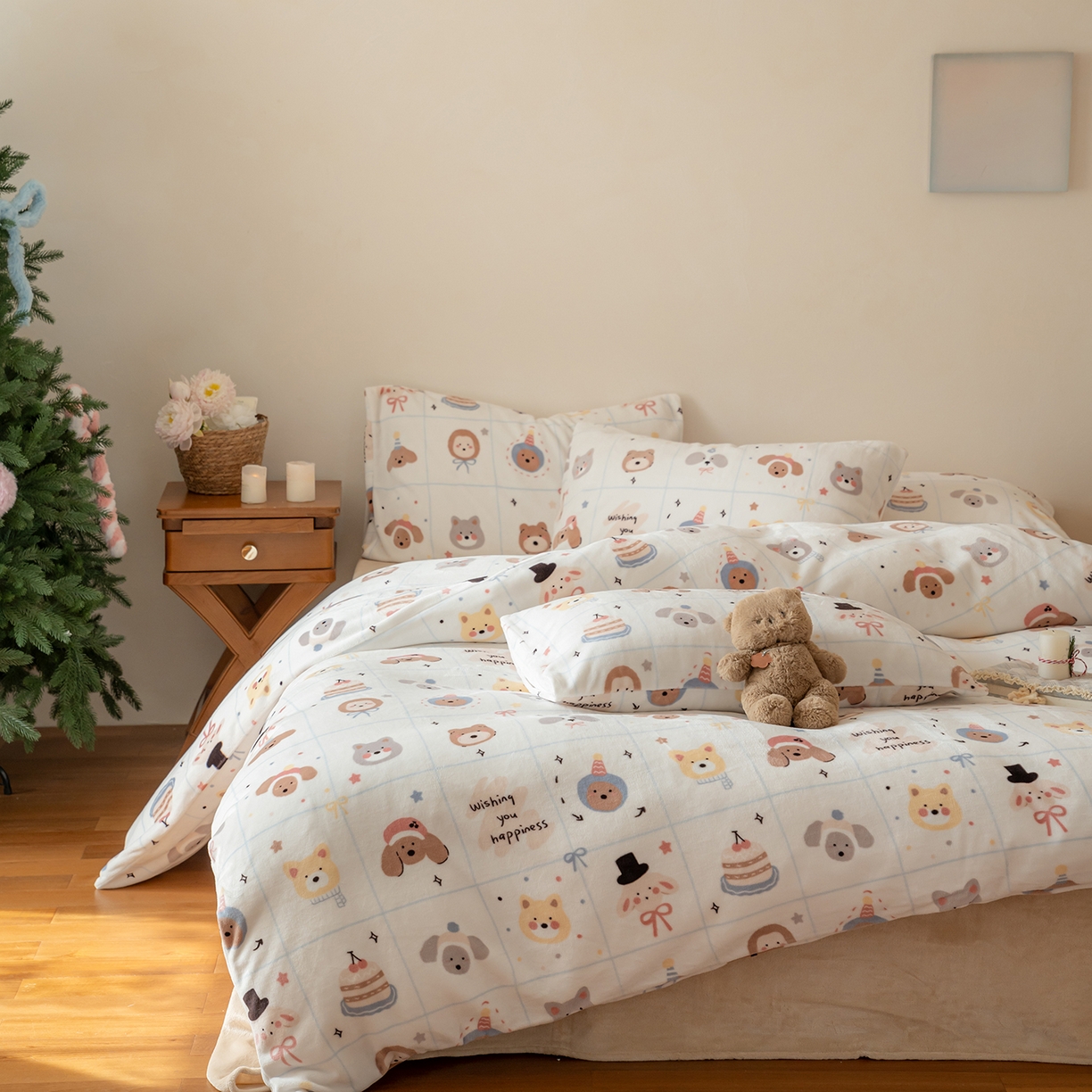 91家纺网 家纺一手货源 找家纺 时光里 2025新款230克印花牛奶绒系列四件套 汪汪小队